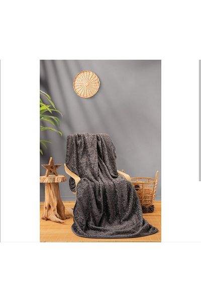 Cotton Box Emboss Double Blanket Anthracite