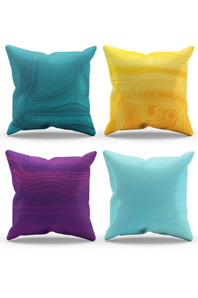 Moud's Double Sided Printed Wave Style Patterned 4-Piece Combination Suede Throw Pillow Cover