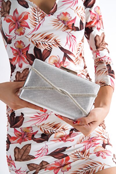 BAKGİY Сребърна дамска чанта за вечерна рокля с кръст Bg1123-310-0002