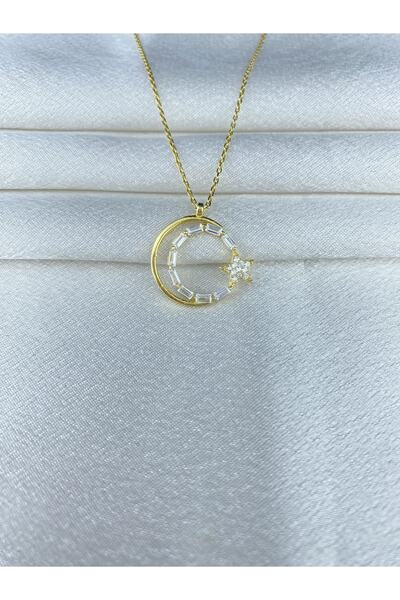 925 Ayar Gümüş Ay Yıldız Kolye