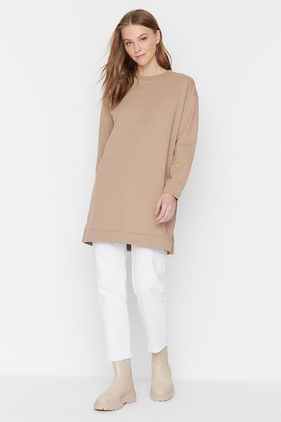 Trendyol Modest Sweatshirt - Brown - Relaxed fit