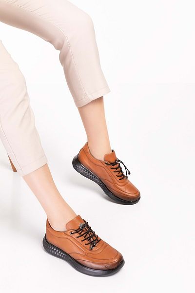Gondol Inside and Outside Genuine Leather Faylon Sole Lightweight Sports Shoes Es.110 - Tan - 38