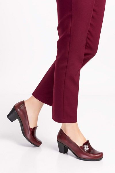 Gondol Pantofi confortabili clasici cu toc din piele naturală Vdt.206 - Fagure roșu Claret - 43