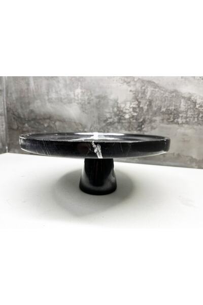 Modestmar Natural Black Marble Cake Stand - Cake Presentation - with Marble Stand