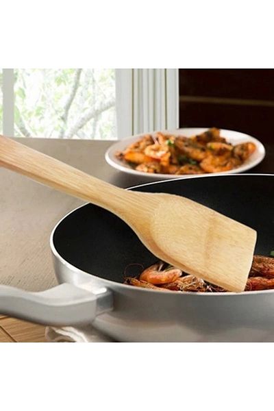 Getto Store 3 Pieces Bamboo Spatula, Heat Resistant, Turner Spatula, Long Handle Kitchen Non-Stick Cooking Utensil