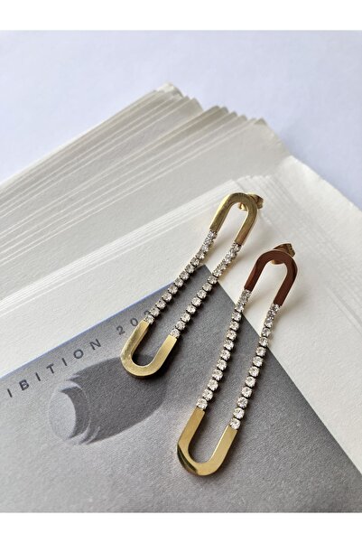 STOLIA Oval Suyolu Zirkon Çelik Küpe