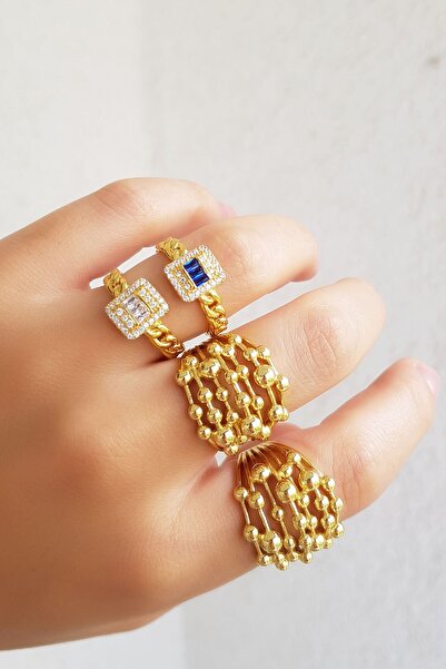 MorMajor Silver Beyaz Taşlı Baget Zincir Gümüş Yüzük