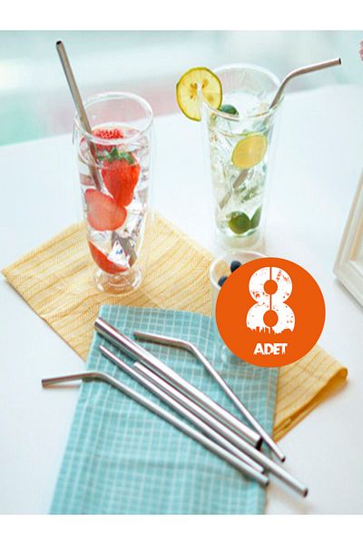 Tor Store Steel Stainless Straw Beverage Soft Drink Straw (8 Pieces)