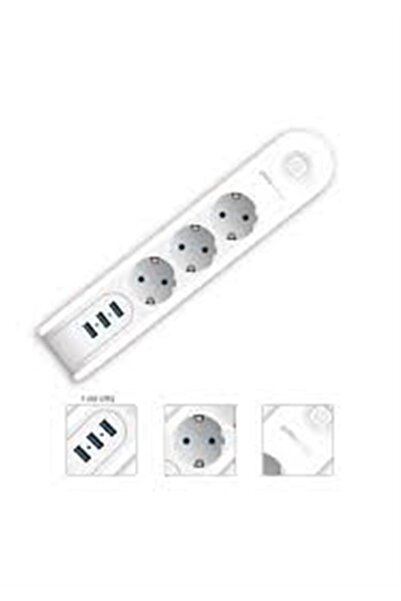 Polosmart Mp09 3'lü Termal Akım Korumalı Priz