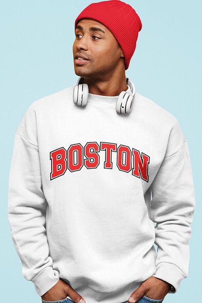 SUNFREE Unisex Boston εμπριμέ φούτερ Oversize
