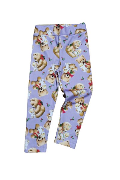 Meriç bebe Colanți pentru copii din lycra, din lână interioară, cu imprimeu digital, cu ursuleț