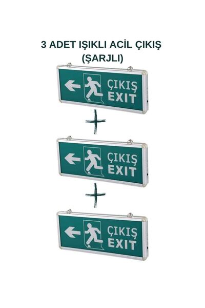 Cata Acil Çıkış Exıt Led Armatür (3 Adet) Yan Yön (sağ-sol) Çift Taraflı (şar...