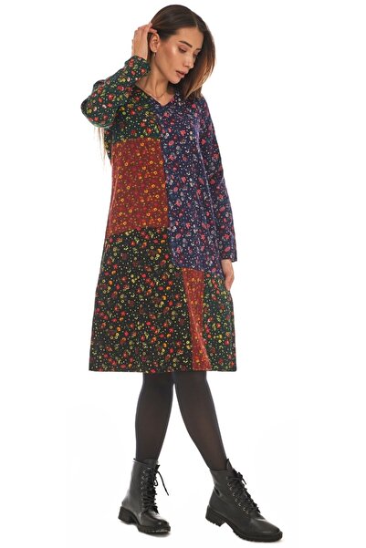 Newbutix Pazen Patchwork Kısa Elbise