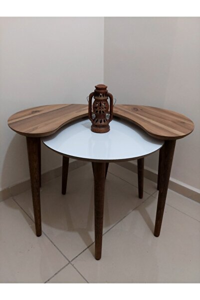 QUELLA Uğur Böceği Urartu(ceviz)-beyaz Renk Orta Sehpa Takımı