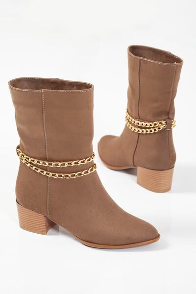 SUENO SHOES Kadın Nude Süet Western Bot