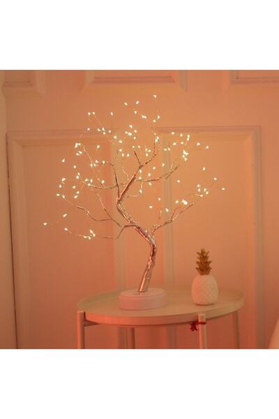 epazzar Led Işıklı Ağaç Masa Üstü Yılbaşı Noel Dekor Ağacı Peri Gece Işık 108 Led Usb Ve Pilli