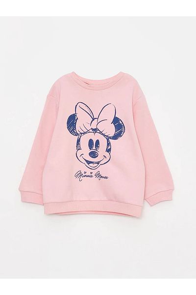 LC Waikiki Set de 2 hanorac și pantaloni pentru fetiță, cu mânecă lungă, cu decolteu, cu imprimeu Minnie Mouse
