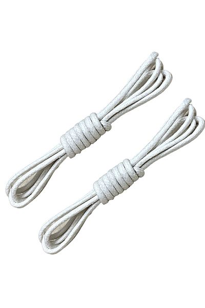 Foottab 90 cm White Round Waxed 1 Pair Shoelaces
