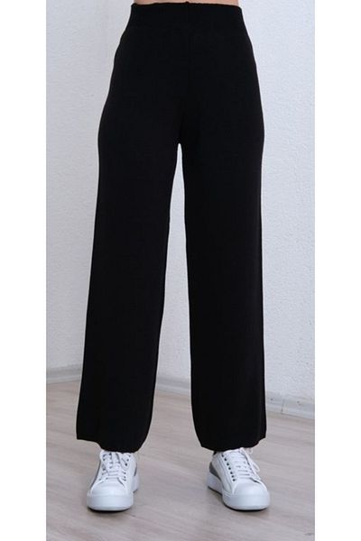 FATELLA Women's Relaxed Fit Wide Leg Comfort Elastic Waist Knitwear Trousers