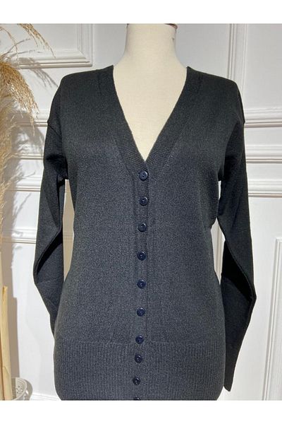 FATELLA Women's Fine Knitwear Sleeve Cuffed Seasonal Buttoned Cardigan