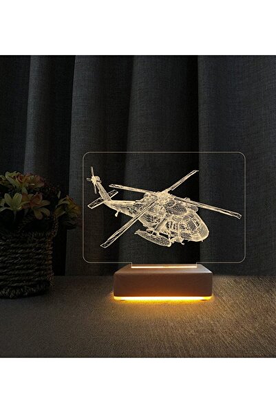 Vipyol 3d Sikorsky Sea Hawk Helikopter 3d Led Masa Lambası Doğum Günü Hediyes...