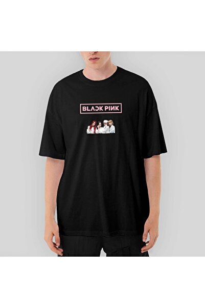 Z zepplin Tricou negru supradimensionat Blackpink Face
