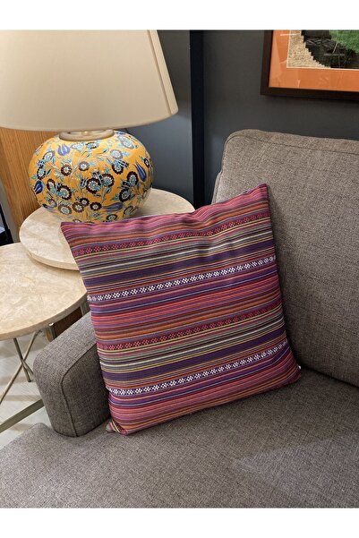 Muhtelif Dokuma Pamuk, Iki Yüzü Desenli Dekoratif Marakeş Yastık-pembe 40x40