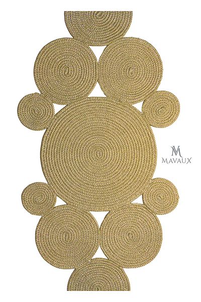 MaVaux , 50 X 140 см, Пътека за маса/пътека за хол/кухня от ракита от юта.