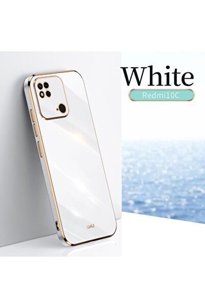 Fibaks Redmi 10C/Poco C40 Kılıf Kamera Korumalı Parlak Kenarlı Altın Işlemeli...