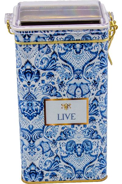 EVLE Er053-4b Azulejos Live Patterned Rectangular Metal Storage Container 8x10 Cm