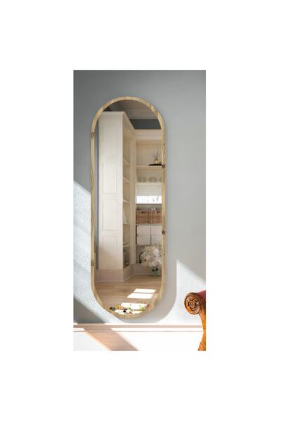 nysamo Keçe Gold Oval Dekoratif Boy Aynası 50x150 cm