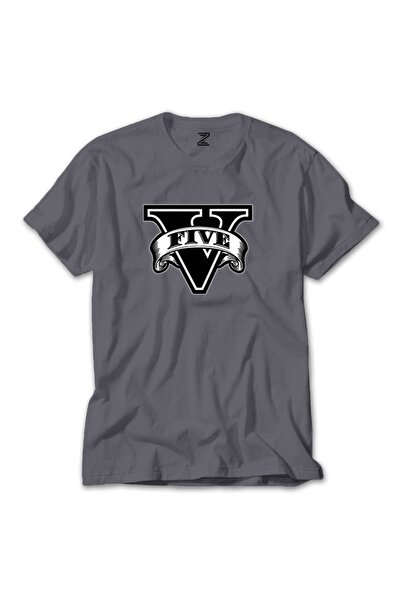 Z zepplin Tricou gri cu logo negru Gta Five