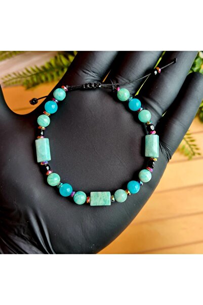 Singincraft سوار من الحجر الطبيعي من أمازونيت رويال كلاس (منتجات تصميم مصنوعة...