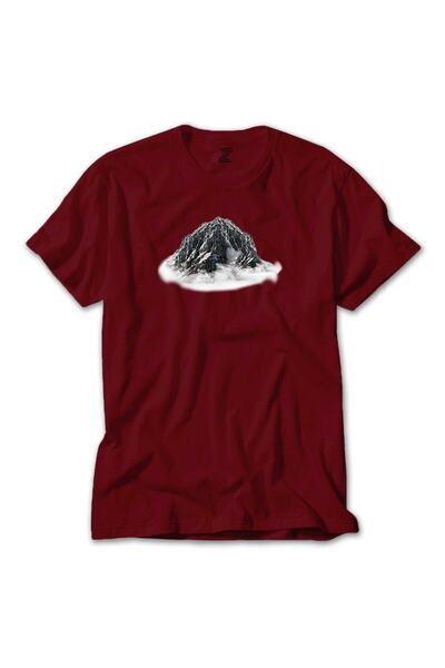 Z zepplin Tricou roșu peisaj de munte cu zăpadă