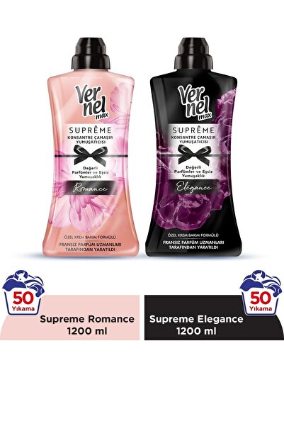 Vernel Max Konsantre Çamaşır Yumuşatıcısı 2 X 1200ml (100 Yıkama) Supreme Rom...