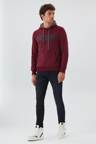 Lee Cooper Men's Sweatshirt with Doors - Plum Model