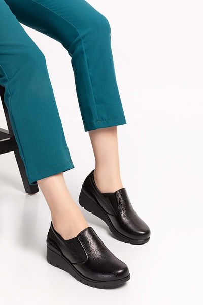 Gondol Genuine Leather Anatomical Sole Comfortable Shoes Esfa.4052 - Black Flute - 38