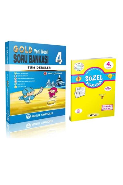 Mutlu Yayıncılık 4. Sınıf Tüm Dersler Gold Soru Bankası + Sözel Yorum Kitabı