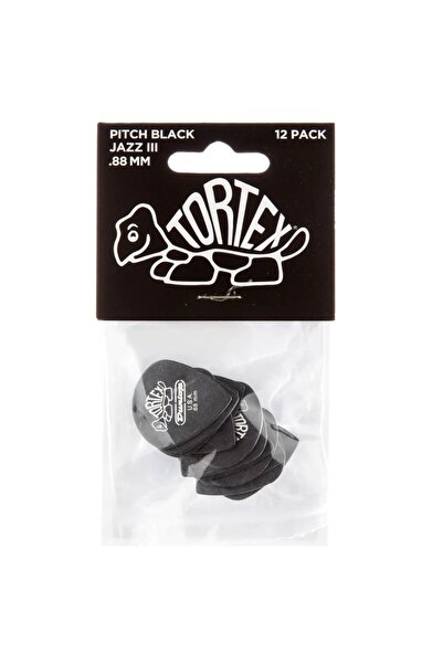 Jim Dunlop 482p.50 Tortex Pitch Black Jazz Iıı 12li Pena Seti (0.50mm)