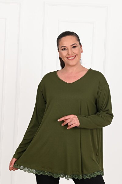Koza Butik Plus Size Guipure Lace Women's Blouse - 1386-23