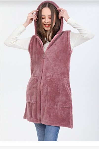 ABB Hooded Zippered Sleeveless Plush Vest