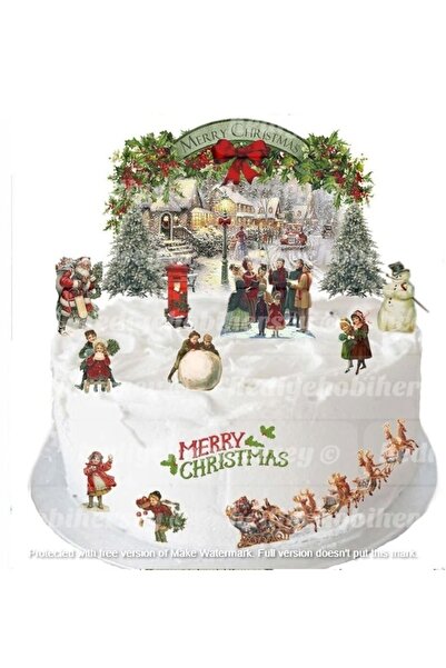 hediyehobihersey Yeni Yıl Nostalji Yenilebilir Gıda Baskısı, Yenilebilir Pasta Süsü, Kurabiye Şekerli Kağıt