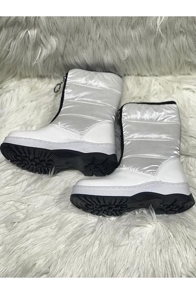 Metin Ayakkabı White Inner Material Fleece Outer Material Parachute Fabric Water and Cold Weather Resistant Children's Boots