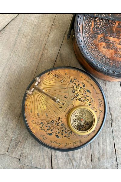 hediyeconcepti Dollond London 1920 Retro Brass Sundial And Table Compass