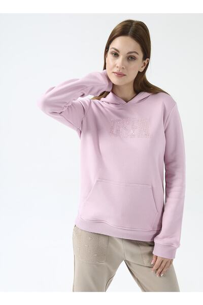U.S. Polo Assn. Γυναικείο φούτερ με κουκούλα με στάμπα ροζ Gızmo-sk022
