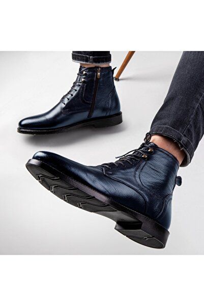 Ducavelli Rico Hakiki Deri Bağcıklı Kauçuk Taban Erkek Bot, Bağcıklı Bot