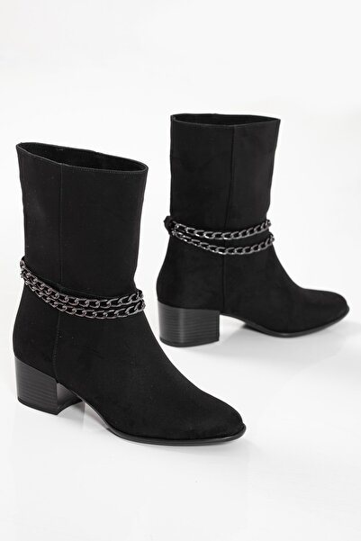 SUENO SHOES Kadın Siyah Süet Western Bot