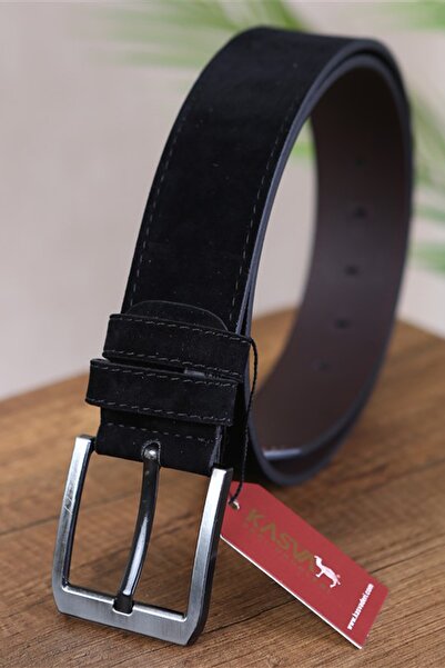 KASVA DERİ 4.5 Cm Black Suede Faux Sports Belt