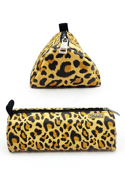 Limmy Μολυβοθήκη Τρίγωνο Leopard Pattern Μολυβοθήκη Jumbo Vegan Δερμάτινη θήκη για στυλό
