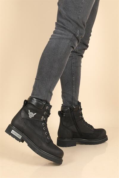 Hammer Jack Cizme negre de damă unisex din piele naturală Postal 18501 V1